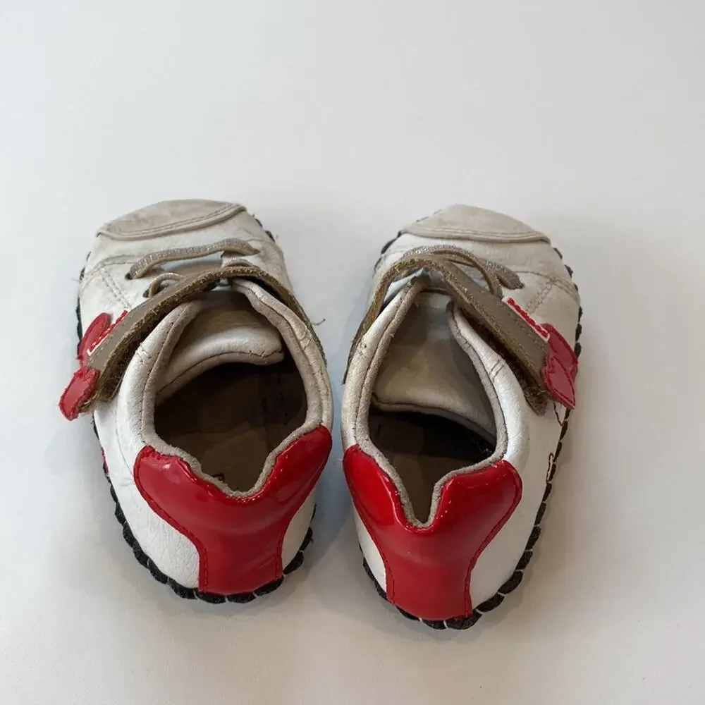 Pediped ORIGINALS® JAKE HEART Sz 18-24 Months Baby 5.5-6 Velcro White Red Hearts